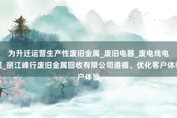 为升迁运营生产性废旧金属_废旧电器_废电线电缆_丽江峰行废旧金属回收有限公司遵循、优化客户体验